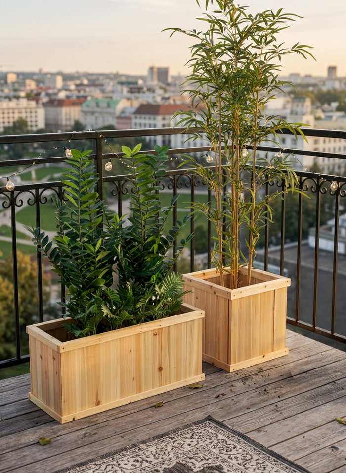 Windham Outdoor Square Wood Planter Box Decor Jamali Garden