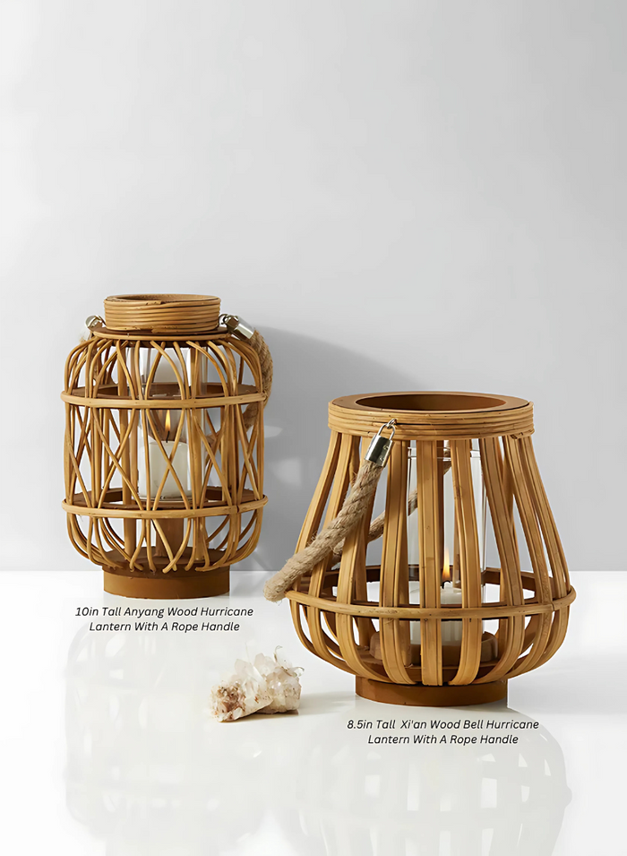 Wood Hurricane Lanterns Decor Jamali Garden