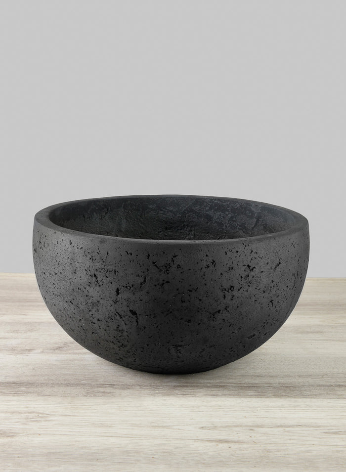 Yerevan Black Cement Stone Bowl Ceramic Planter Decor Jamali Garden