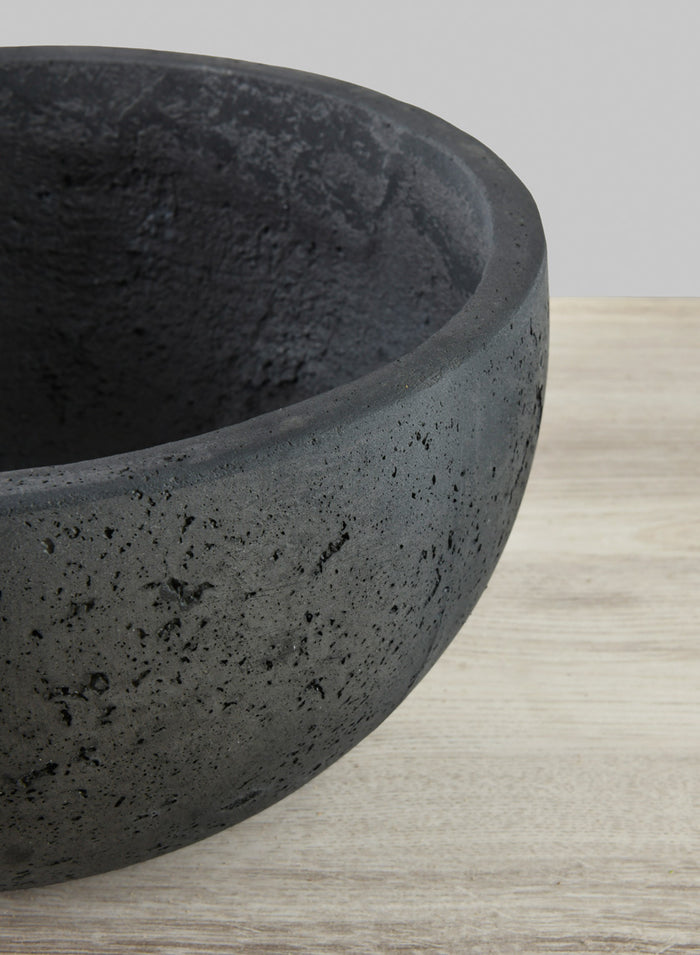 Yerevan Black Cement Stone Bowl Ceramic Planter Decor Jamali Garden