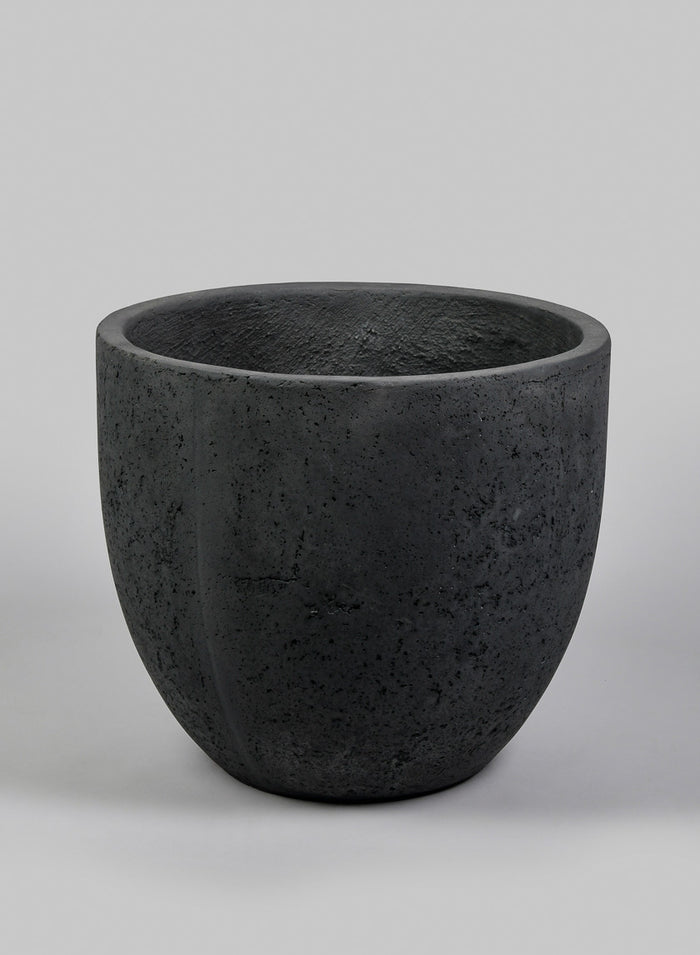Yerevan Black Cement Stone Egg Pot Decor Jamali Garden Black 16in Tall EACH