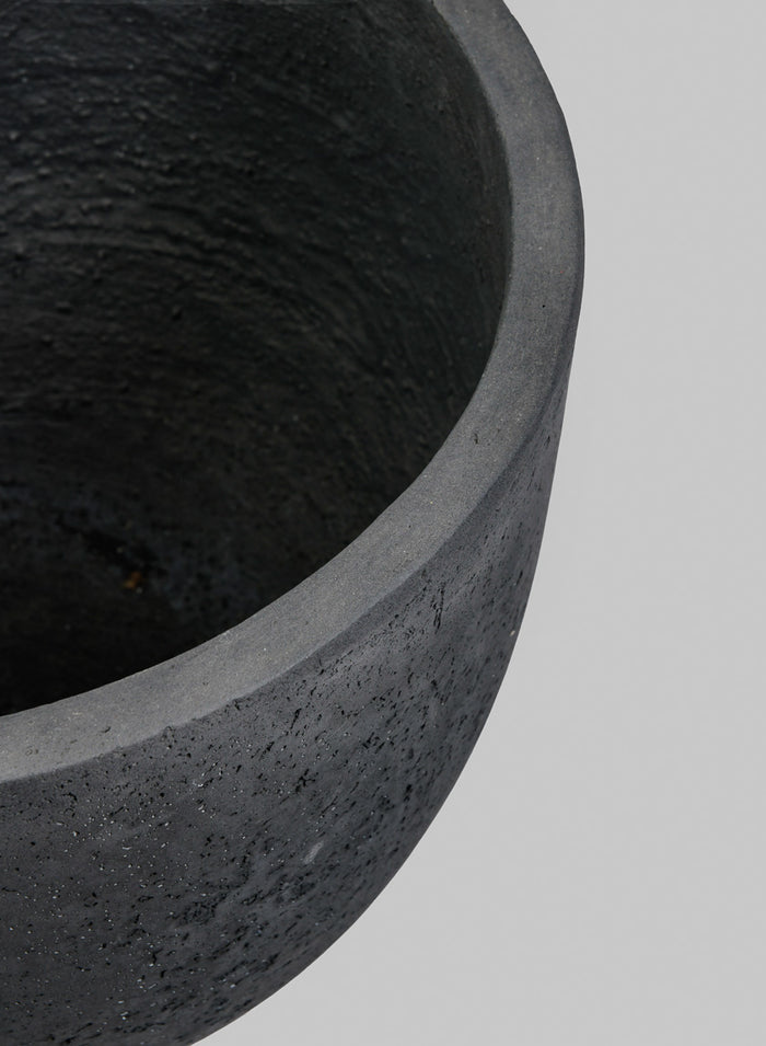 Yerevan Black Cement Stone Egg Pot Decor Jamali Garden