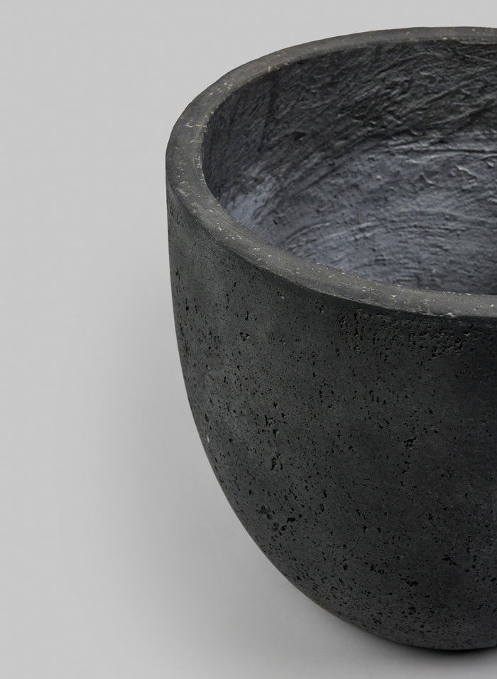 Yerevan Black Cement Stone Egg Pot Decor Jamali Garden