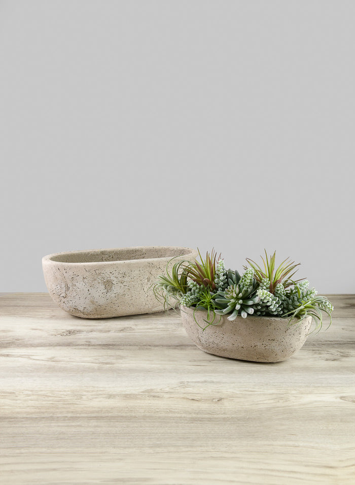 Yerevan Natural Cement Stone Oval Planters Decor Jamali Garden