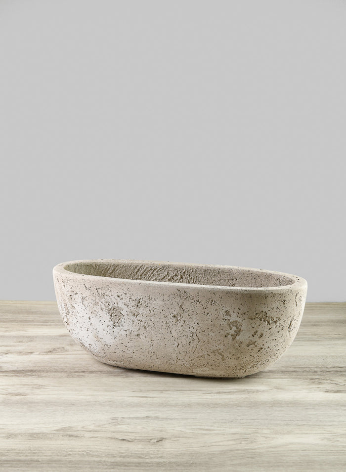 Yerevan Natural Cement Stone Oval Planters Decor Jamali Garden Beige 17.50in Length EACH